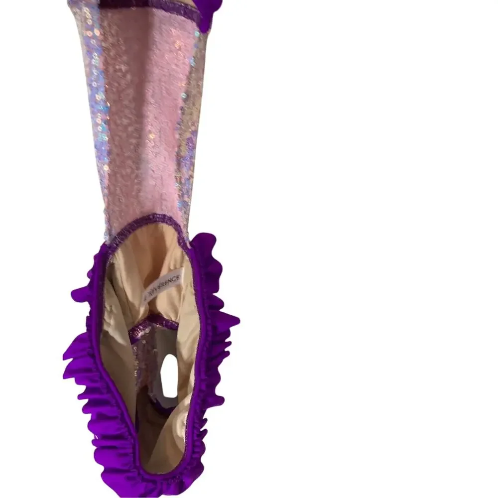 Reverence Purple Youth Medium Sequins One Piece Cut Out  Dance Unitard.Leotard - Picture 5 of 6